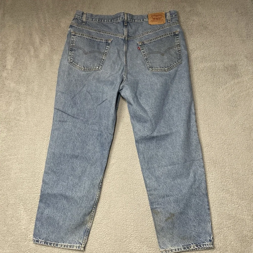 Vintage Levi's 468 Jeans Mens 42x30 Light Blue Relaxed Straight Denim Pants VTG